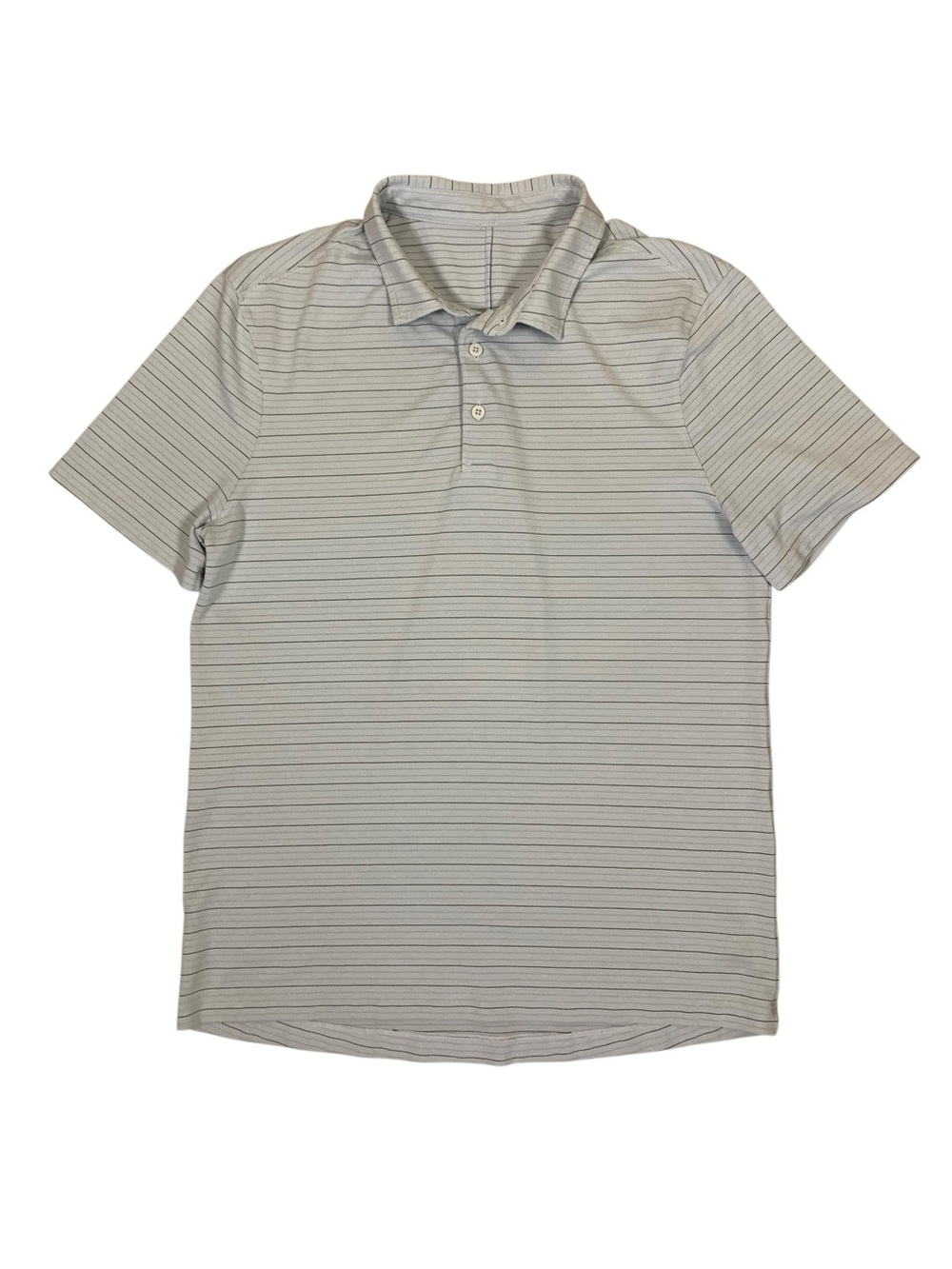 Lululemon Mens Blue Striped Short Sleeve Polo Shirt Golf Athletic Casual Medium